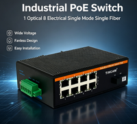 Commutateur industriel Gigabit 8 ports TiNCAM TBC-GF2508-1SFP avec 1 emplacement SFP Gigabit, montage sur rail DIN, alimentation double DC12-52V, température étendue -40~85°C