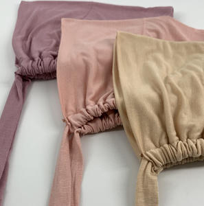 غطاء أساس مرن بحزام من القطن ميرسيريزيد بلون واحد وشاح رأس برباط للصيف وشاح إسلامي تقليدي صوف شال قابل للتعديل - Product Image 2