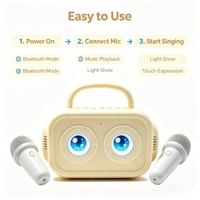 Haut-parleur Karaoké Portable Intelligent pour Enfants 10W avec Diaphragme de Basses Passif, Double Micro Sans Fil, Contrôle Tactile, Résistant à l'Eau et Fonction de Vote Animé