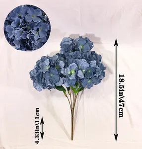 Remise animé en plastique faux hortensia faveurs de mariage pic réel toucher en plastique fausse fleur mariée