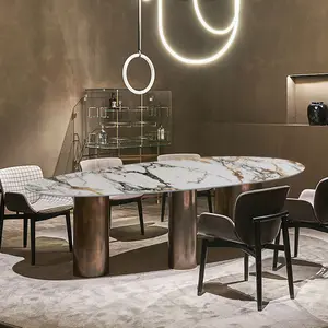 इतालवी प्रकाश लक्जरी स्लेट खाने की मेज सेट आधुनिक minimalist आयताकार नॉर्डिक संगमरमर खाने की मेज