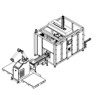 Ligne d'emballage automatique pour boissons et aliments : Érigeuse de caisses, Ensacheuse de caisses, Contrôle du poids, Robot de rejet, Palettiseur, Emballage sous film