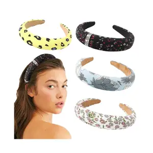 Spring daisy Floral printed Headband Wide thicken hair hoop padded headband for Women designer headbands famous brands