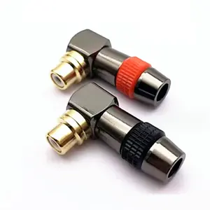 Gold Plated L Type Right Angle RCA Connector RCA Female Jack Metal For Car RCA Cable Audio Accessories