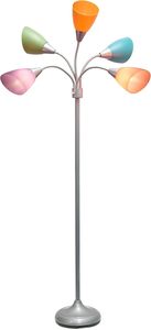 LF2006-SLM contemporain multi-têtes Medusa à 5 lumières LED lampadaire à col de cygne réglable <span class=keywords><strong>Design</strong></span> argenté E26 Designs simples de 67 pouces - Product Image 6