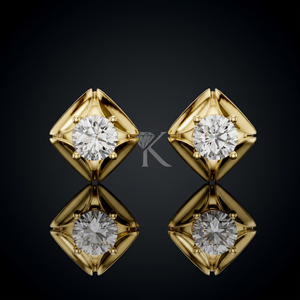 Boucles d'oreilles en diamant de laboratoire certifié IGI, taille géométrique sculpturale, 0,50-5,00 ct, avec fermoirs à vis sécurisés, en or massif, pour anniversaire de mariage - Product Image 1