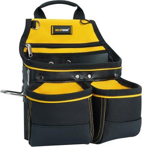 Pochette à outils MELOTOUGH pour charpentier avec 10 poches, sacoche de ceinture pour électricien, charpentier, avec clip de ceinture, pochette à outils avec porte-marteau - Product Image 1