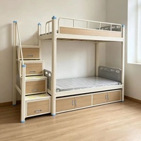 Lit superposé moderne et durable avec structure métallique, table d'étude et armoire de rangement pour l'école, l'hôpital, le dortoir