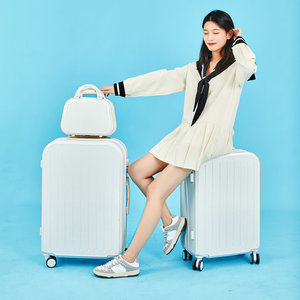 Lightweight Waterproof <b>Suitcase</b> 20 22 24 Inch Universal <b>Wheels</b> Zipper Closure Unisex Travel Luggage Macaron Colors Solid Color - Product Image 1