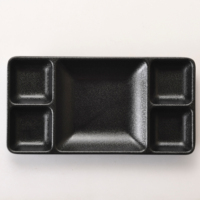 Assiette rectangulaire multi-usages en mélamine mate à 5 compartiments, nouvelle conception 2025, pour restaurant, cantine, café, bistrot, bar, service, 10 pouces