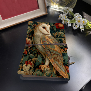 Cuaderno Vintage A6 hecho a mano con cierre de corbata, 80 hojas, regalo perfecto para planificar Notas de reuniones con flores de búho Granero, hojas Berr - Product Image 3