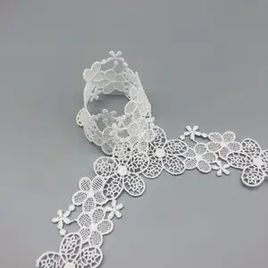 2022 New Arrival Flower Embroidered Lace Trim Handmade Crochet Cotton Lace Trim