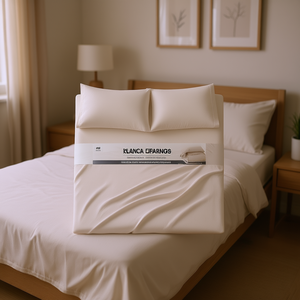 Set di Biancheria da Letto Singola in Tinta Unita con Lenzuolo con Angoli, Comodo e Aderente, Colore Avorio - Product Image 2