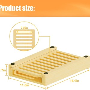 Wooden Cutting Board With Tray Rectangular Folding Draining <b>Rack</b> For Kitchen Sink <b>Dish</b> Drying L Size - Product Image 5