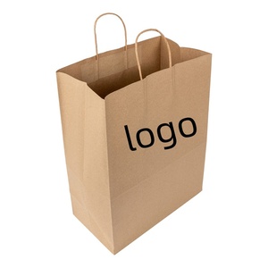 Custom Eco-friendly <b>Biodegradable</b> Reusable Shopping Kraft <b>Paper</b> Bags for Gift Birthday with logo Printed - Product Image 1