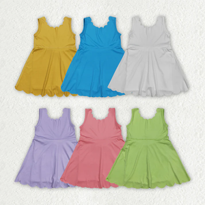 Vestidos sin mangas con volantes hasta la rodilla para niñas, ropa de yoga y actividades para hermanas - Product Image 1