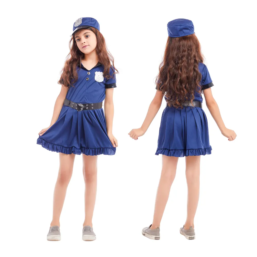 Preiswert individuelles Mädchenkleid-Set Halloween Cosplay Polizeikostüme Party-Kostüme für Kinder