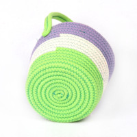 Corde de coton tissé mini panier de rangement d'articles divers organisateur de bébé jouets clés petites filles produit vert long manche