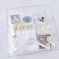 Boîte de baptême en acrylique transparente personnalisée, boîte cadeau en acrylique pour vêtements de bébé, boîte cadeau en acrylique avec couvercle