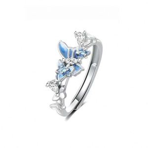Bague papillon en cuivre bleu pour femmes, plaquée or, zircon de haute qualité, mode moderne, polyvalente, créative - Product Image 6