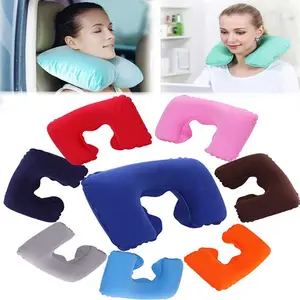 Almohada de viaje en forma de U para coche, oficina, almohada <span class=keywords><strong>inflable</strong></span> para el <span class=keywords><strong>cuello</strong></span>, funda de felpa corta, soporte de Pvc, reposacabezas, cojín suave para enfermería - Product Image 1