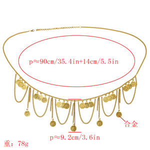 नई डिजाइन ठीक गहने के लिए महिलाओं Inoxidable बोहेमियन मोती सिक्का लटकन कमर चेन पेट तुर्की जिप्सी शरीर श्रृंखला - Product Image 2