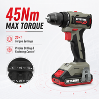 Outil de perçage 20V sans fil, sans balais, avec 20+1 réglages de couple, 0-450/0-1800 tr/min