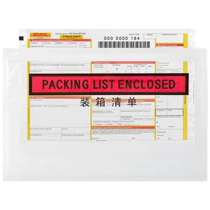 Envelope plástico autoadesivo para documentos, impressão vermelha C6, para entrega, para uso industrial expresso, lista de embalagens, envelope