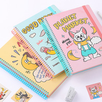 Carnet à spirales format A4, imprimé de dessins animés, pages lignées et quadrillées, agenda quotidien, bloc-notes d'écriture