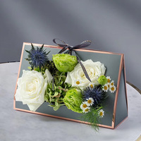 Creative Triangle Flower Paper Box Foldable Hollowed Floral Packaging Boxes Flower Arrangement Vase Box