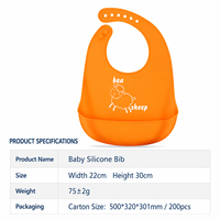 Bavoirs pour bébé en silicone de qualité alimentaire sans BPA, ajustables, imperméables, avec récupérateur de miettes, faciles à nettoyer