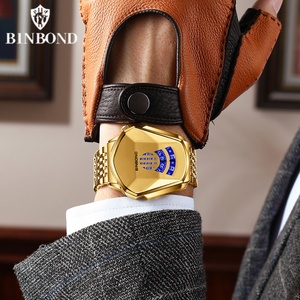 Reloj de Cuarzo BINBOND para Hombre, Diseño de Motocicleta, Correa de Acero Luminosa, Pantalla de Malla, Tecnología Negra - Product Image 5