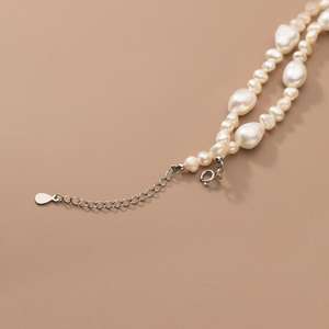 สร้อยคอเงินแท้ S925 สำหรับผู้หญิง สไตล์เกาหลี ประดับมุก พร้อมสร้อยคอแบบเรียบง่าย สลักชื่อได้ รุ่น D3444 - Product Image 5