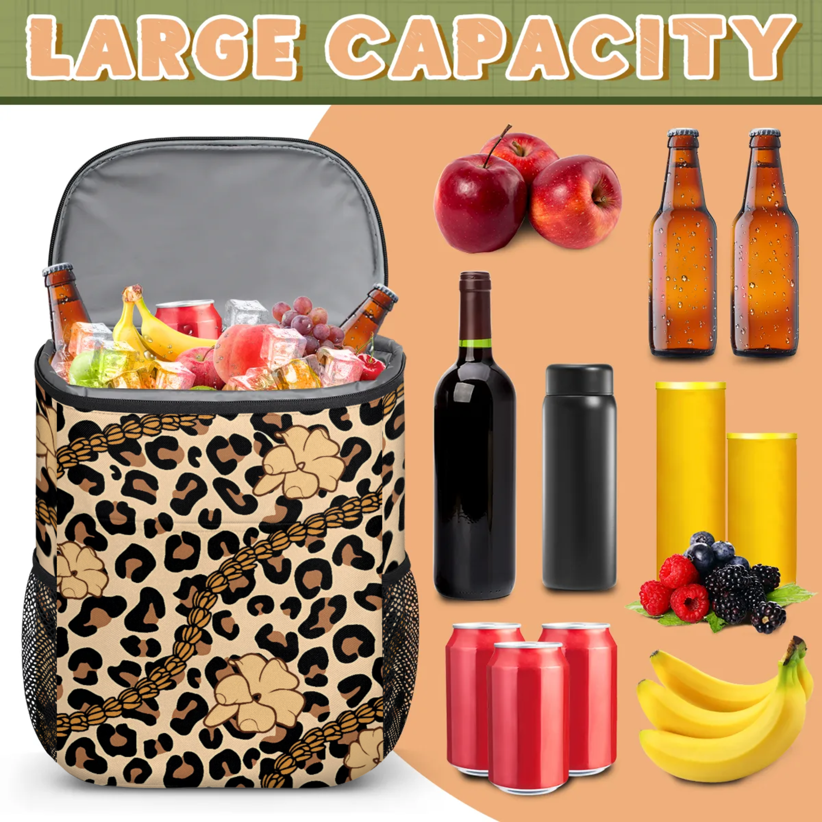 Aloha Hawaiian Puakenikeni Custom Food Delivery Leopard Print Bag
