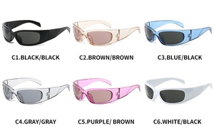 Nouveau Y2K Designer lunettes de soleil pour femmes et hommes luxe ovale sport Punk lunettes de soleil avec miroir coloré vert cadre Transparent - Product Image 5