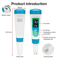 Stylo testeur de qualité de l'eau 4 en 1, TDS/EC/salinité/température, affichage HD, stylo testeur d'eau pour aquarium, piscine, hydroponie