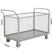 Chariot de manutention logistique pliable en métal robuste multi-usage avec garde-corps et grille, idéal pour les outils de supermarché (OEM)
