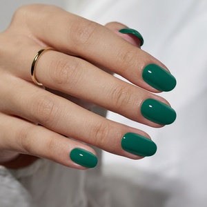 Faux Ongles Autocollants Réutilisables Couleur Unie BTArtbox – Vente en Gros de Faux Ongles Courts Ovales en Gel Souple Vert Foncé à Coller en Gros - Product Image 2