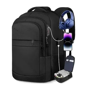 Ekstra büyük iş tarzı seyahat sırt çantası 17 inç dayanıklı dizüstü USB portu TSA dostu mükemmel hediyeler ile devam