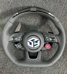 Volante in Pelle Nera/ Nero Lucido/ LED in Fibra di Carbonio per <span class=keywords><strong>Audi</strong></span> A3 A4 B8 A5 B8 A6 C6 A7 C7 A8 D4 Q5 S7 - Product Image 6