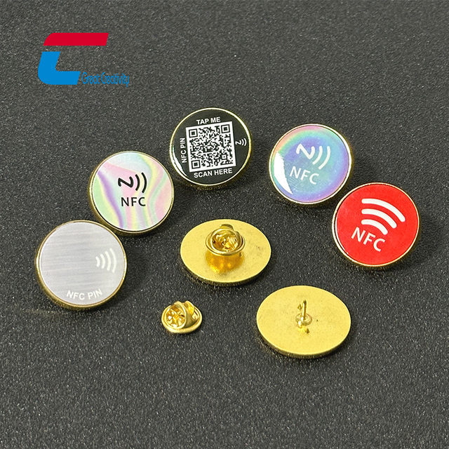 Customized Printing Round NFC Metal Badge Enamel NFC Pin Tag