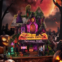 IIECREATE Maisons de poupées Nuit d'Halloween Kit de maison miniature DIY Puzzle en bois 3D pour adultes