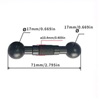 Adaptateur de tête sphérique mini 17 mm à 17 mm, convertisseur à double rotule, tiges d'extension en alliage d'aluminium, support de rotule articulée