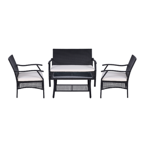 Juego de Muebles de Jardín de Mimbre de Nuevo Diseño con MOQ Bajo para Terraza, Jardín y Patio Trasero, con Mesa de Vidrio, ¡Venta Caliente 2026! - Product Image 1