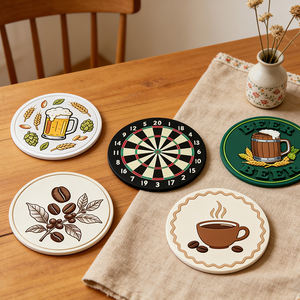 Posavasos de PVC Suave con Diseño de Cerveza <span class=keywords><strong>y</strong></span> <span class=keywords><strong>Café</strong></span>, Impermeable, Antideslizante, con Logotipo Personalizado, para Bar o <span class=keywords><strong>Restaurante</strong></span> - Product Image 4