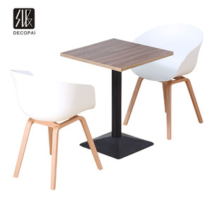 Plateau stratifié HPL bordure acrylique base métallique Table à manger en fer pour café restaurant salle à manger - Product Image 1