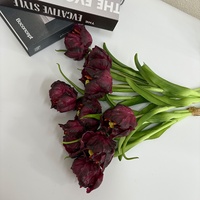 Bouquet de tulipes artificielles en caoutchouc souple au toucher réel, rose champagne, pour la décoration de la maison et de mariage - Vente chaude