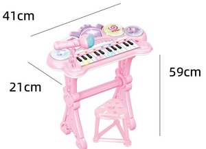 Wholesale Piano Keyboard Light Drum Microphone <b>Stool</b> Electronic Piano Children's Educational Toy English - Product Image 4