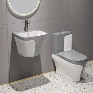 Modern tarzı kolay temiz camlı duvar asılı ve mat gri renkli tuvalet kase seramik su dolabı wc tuvalet seti