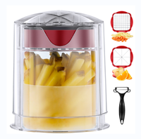 Hachoir manuel multifonctionnel en plastique 2-en-1 pour la préparation des fruits et légumes-Comprend des fonctions de coupe de pommes de terre et de carottes